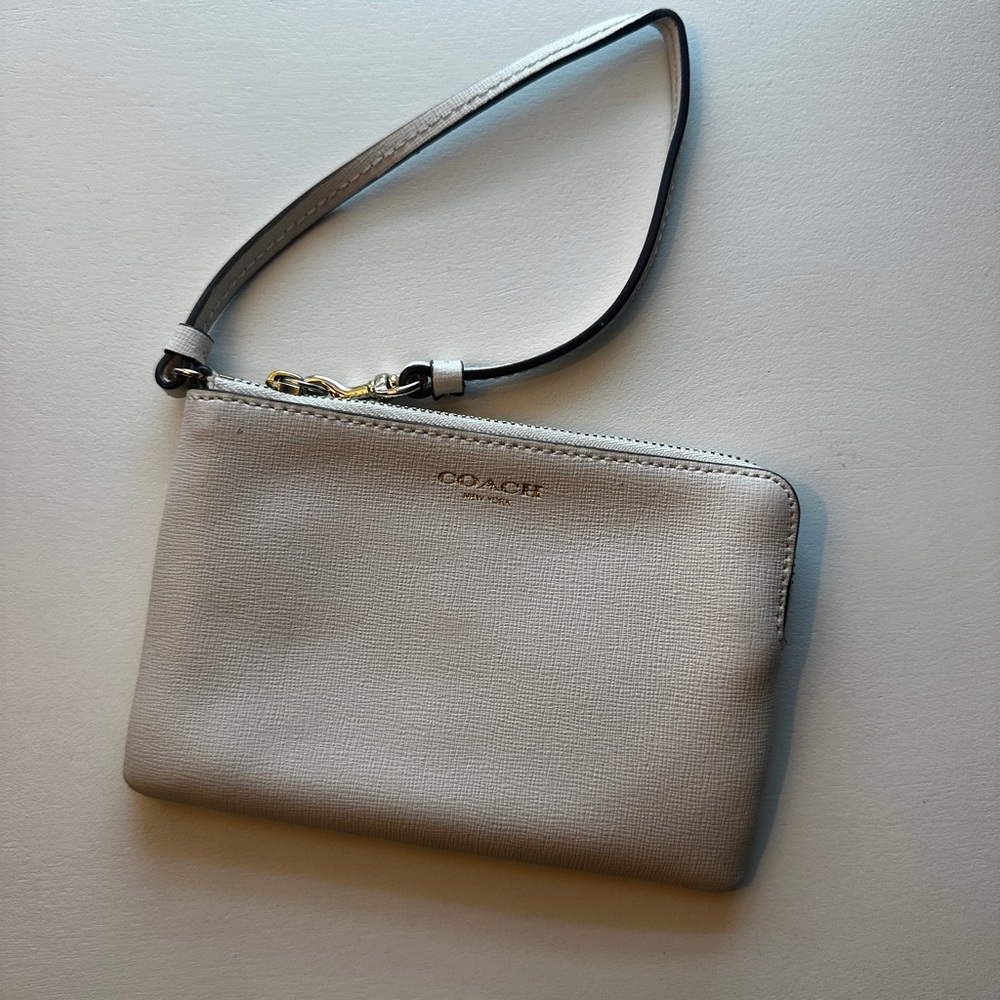 Coach White Wristlet Bag